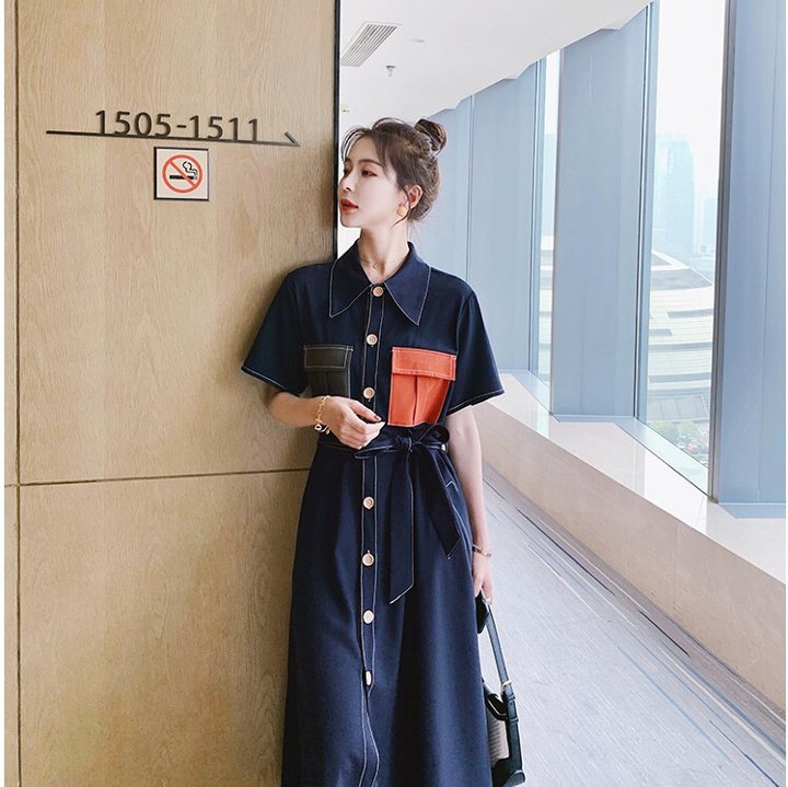 ワンピース フレアースカート デニム ショート ストリート スカート ワンピ 可愛い かわいい 春 夏 レトロ ガーリー おしゃれ きれいめ 生地 シャツワンピ スカート レース レディース 無地 しわ加工 ブラウス 膝丈 ミディアム きれいめ 韓国 大きいサイズ フリーサイズ