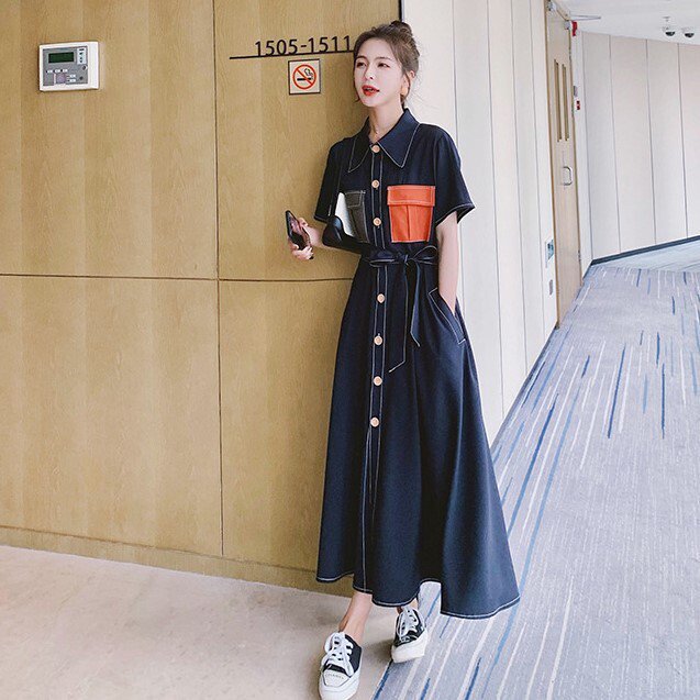 ワンピース フレアースカート デニム ショート ストリート スカート ワンピ 可愛い かわいい 春 夏 レトロ ガーリー おしゃれ きれいめ 生地 シャツワンピ スカート レース レディース 無地 しわ加工 ブラウス 膝丈 ミディアム きれいめ 韓国 大きいサイズ フリーサイズ