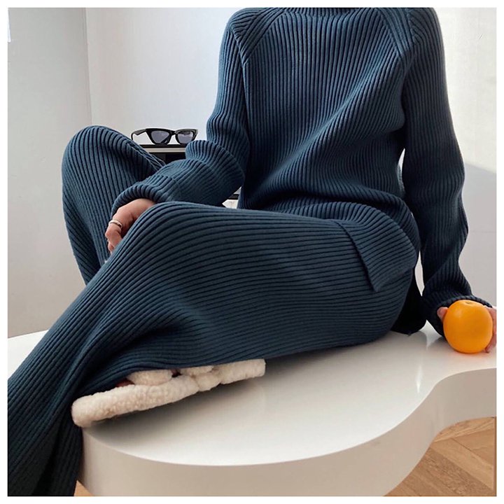 新作 スタイル エレガント シンプル ニットセーターワイド 5色展開 セットアップ レディース ニットスーツ 秋冬 韓国 カジュアル プルオーバー ワイドパンツ スーツ ゆったり 上下セット 2点セット 着痩せ おしゃれ きれいめ 大人 着回し 体型カバー 通勤 オフィス 入学式