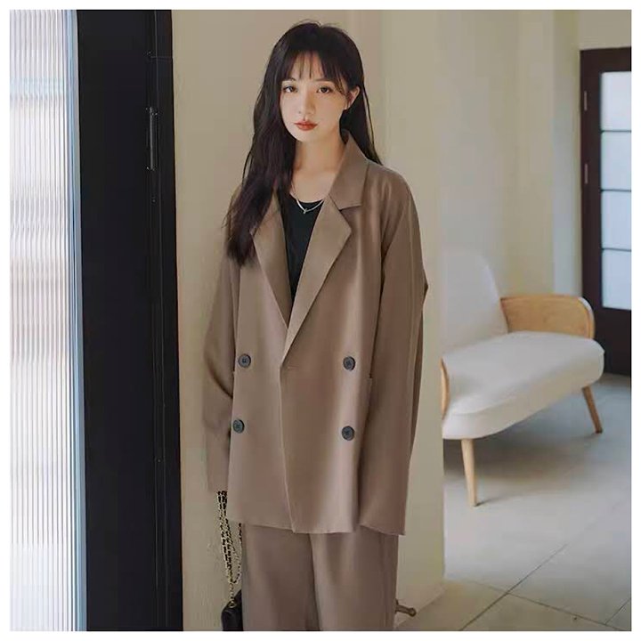 ルーズ カジュアル スーツ ジャケット 女性 ワイド レッグ パンツ ツー ピース セット 新作 スーツ セットアップ レディース きれいめ かっこいい 大きいサイズ 秋冬 おしゃれ 着痩せ 着回し コーデ ゆったり 上下 人気 2点セット パンツ スーツ 韓国 入学式 卒業式