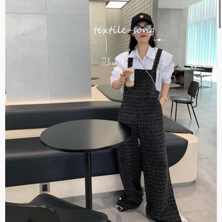 サスペンダー ジャンプ スーツ ハイエンド 黒 カラー ワイド パンツ サロペット オーバーオール オールインワン デニム パンツ スカート 秋冬 大きいサイズ 大人 カジュアル ゆったり デニム 低身長 コーデ レディース 着こなし きれいめ おしゃれ かわいい 30代 40代 50代