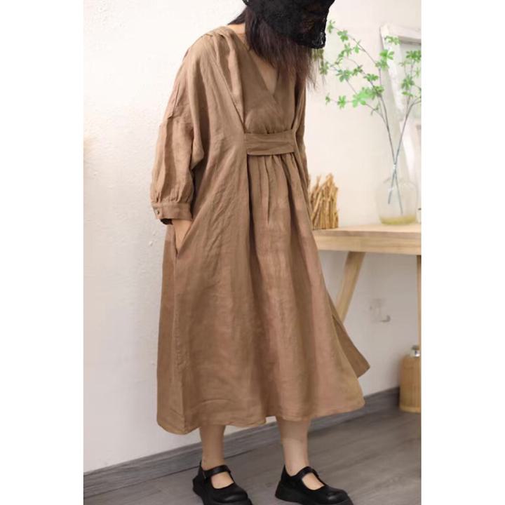 Vネック七分袖ゆるい韓国プルオーバ...