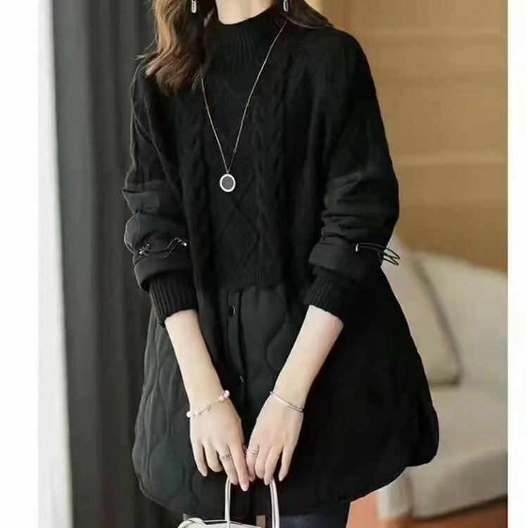 異素材トップス ニット ケーブル トップス シンプル カジュアル レトロ きれいめ 着回し 人気 レディース 可愛い ガーリー 新作 女性 韓国 人気 デート お出かけ 春 秋 冬 20代 30代 40代 タートルネック 女性 2025年 おすすめ 体型カバー カーキ ブラック ブラウン