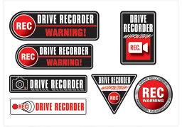 ドライブレコーダー ステッカー04 DRIVE RECORDER 登載車 前後 24H 録画中 7個セット デザイン04【ネコポス発送可能！】