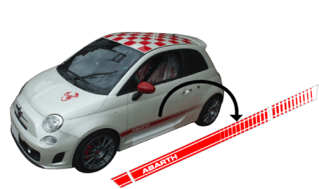 CAR サイド ライン ステッカーセットカッティング（デカール　シール）アバルトにピッタリ 【特注品】