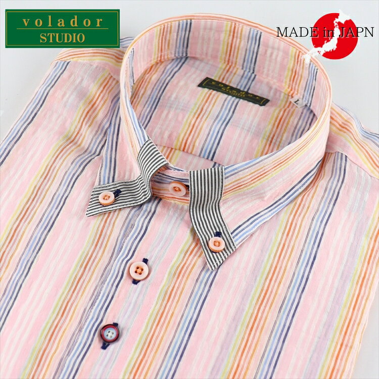 Rakuten - 薄手 長袖シャツ 日本製 紳士 メンズ シニア シャツ ボタンダウン ストライプ柄 綿 麻 ポリエステル コットン 誕生日 父の日 プレゼント ギフト メンズファッション シニアファッション ゴルフ おしゃれ 50代 60代 70代 80代 ファッション 春 夏