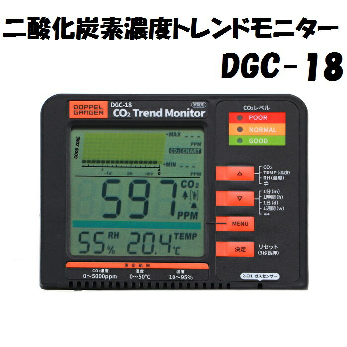 DGC-18　二酸化炭素濃度計（CO2モニター）トレンドモニター　【飲食店/居酒屋/オフィス/二酸化炭素/計測器】【メーカー直送品】【同梱/代引不可】【送料無料】