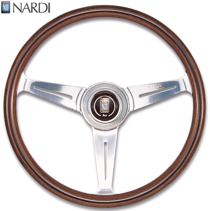 楽天カッパ、カー用品の新未来創造NARDI ナルディ　N140　ウッド&ポリッシュスポーク　ステアリング　径380mm　NARDIホーンボタン、ホーリング付【お取り寄せ商品】【ハンドル、ステアリング】