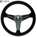 楽天カッパ、カー用品の新未来創造NARDI ナルディ　N754　スウェード&ブラックスポーク ディープコーン　レッドクロスステッチ　ステアリング　径350mm　NARDIホーンボタン付　オフセット80mm【お取り寄せ商品】【ハンドル、ステアリング】