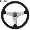 楽天カッパ、カー用品の新未来創造NARDI ナルディ　N342　ブラックレザー&シルバースポーク　グレーステッチ　ステアリング　径340mm　NARDIホーンボタン、ホーンリング付【お取り寄せ商品】【ハンドル、ステアリング】