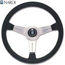 楽天カッパ、カー用品の新未来創造NARDI ナルディ　N132　ブラックレザー&ポリッシュスポーク　グレーステッチ　ステアリング　径360mm　NARDIホーンボタン、ホーンリング付【お取り寄せ商品】【ハンドル、ステアリング】