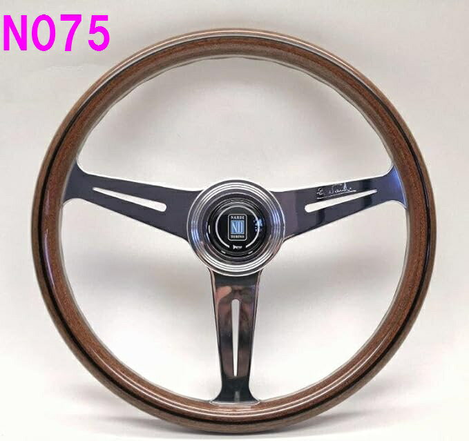 Rakuten - 車　ハンドル　木　木製　NARDI ナルディ　N075　ウッド&ポリッシュ　フラットスポーク　ステアリング　径360mm　NARDIホーンボタン、ホーリング付【お取り寄せ商品】【ハンドル ステアリング 木製 かっこいい おしゃれ】