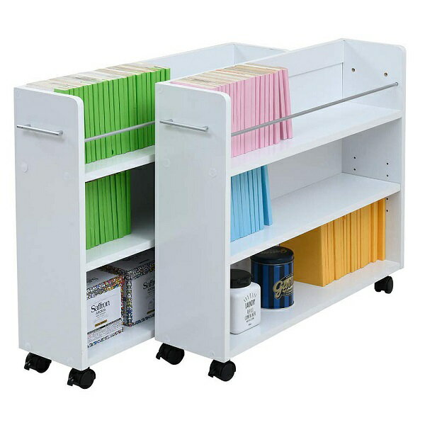 【新生活応援価格】SGT-0130-WH 押入れ 収納 ラック 本棚 2個セット 幅19 奥行78 キャスター付き ワゴン ホワイト【メーカー直送品】【同梱/代...