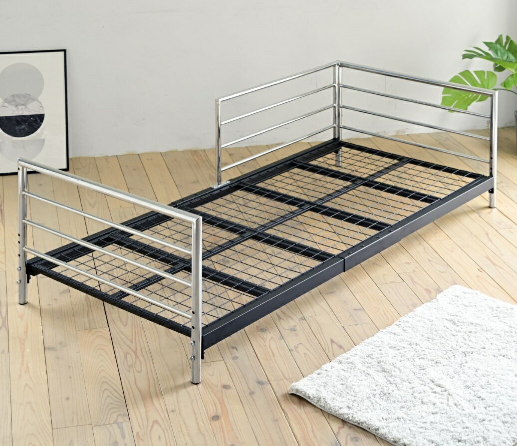 【送料無料(北海道・沖縄・離島を除く)】KKS-0026-BKSV ベッドフレーム ロータイプ ショート セミシングル ブラック×シルバー【メーカー直送品】【同梱／代引不可】【新生活応援 アイアンベッド 隙間収納 おすすめ おススメ おしゃれ オシャレ かわいい】