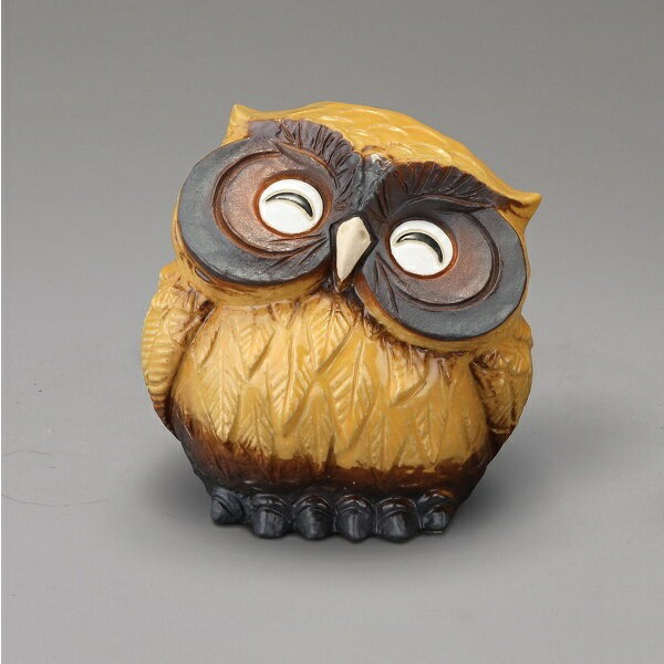信楽焼　554-09　ほほえみ首かしげふくろう 黄（3号）　ふくろう　【メーカー直送品】【同梱/代引不可】【信楽焼　縁起物　置物】
