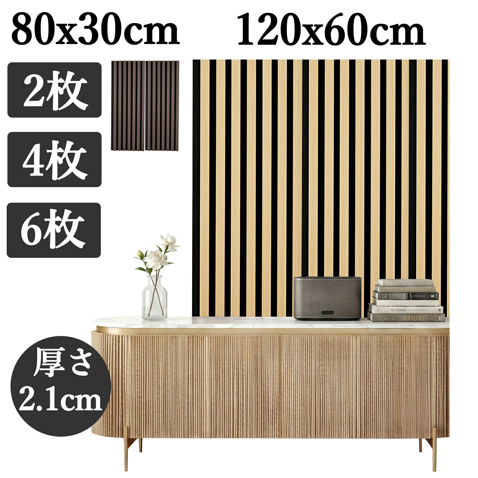 [Limited Time Offer: 10% OFF] Sound-absorbing panels, sound-absorbing boards, wood grain finish, stylish sound-absorbing material, wall panels, DIY soundproofing panels, soundproofing sheets, 80cm (2 or 6 sheets), 120cm (2 or 4 sheets), suitable for rental properties, musical instruments, home theaters, offices, reverberation, noise reduction, easy installation, black walnut, natural oak.
