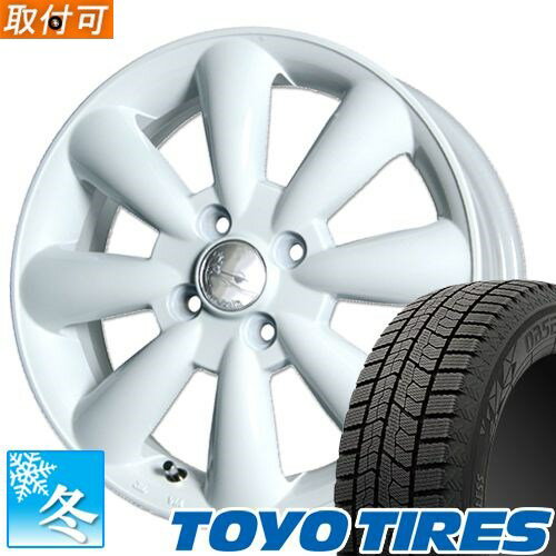 【タイヤ交換対象】 155/80R13 トーヨー オブザーブ ギズ2 (ツー) 13インチ スタッドレスタイヤ ホイール 4本セット ララパーム KC-8 (ホワイト) 13x4.0 4穴 PCD100