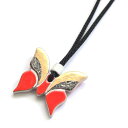 【工房限定オリジナル商品】他にはありません。紅赤釉 金彩貫入蝶紐ネックレス。伊万里焼質感も上品な滑らかさで非常に人気もある作品。【楽ギフ_包装選択】【楽ギフ_メッセ入力】★送料無料