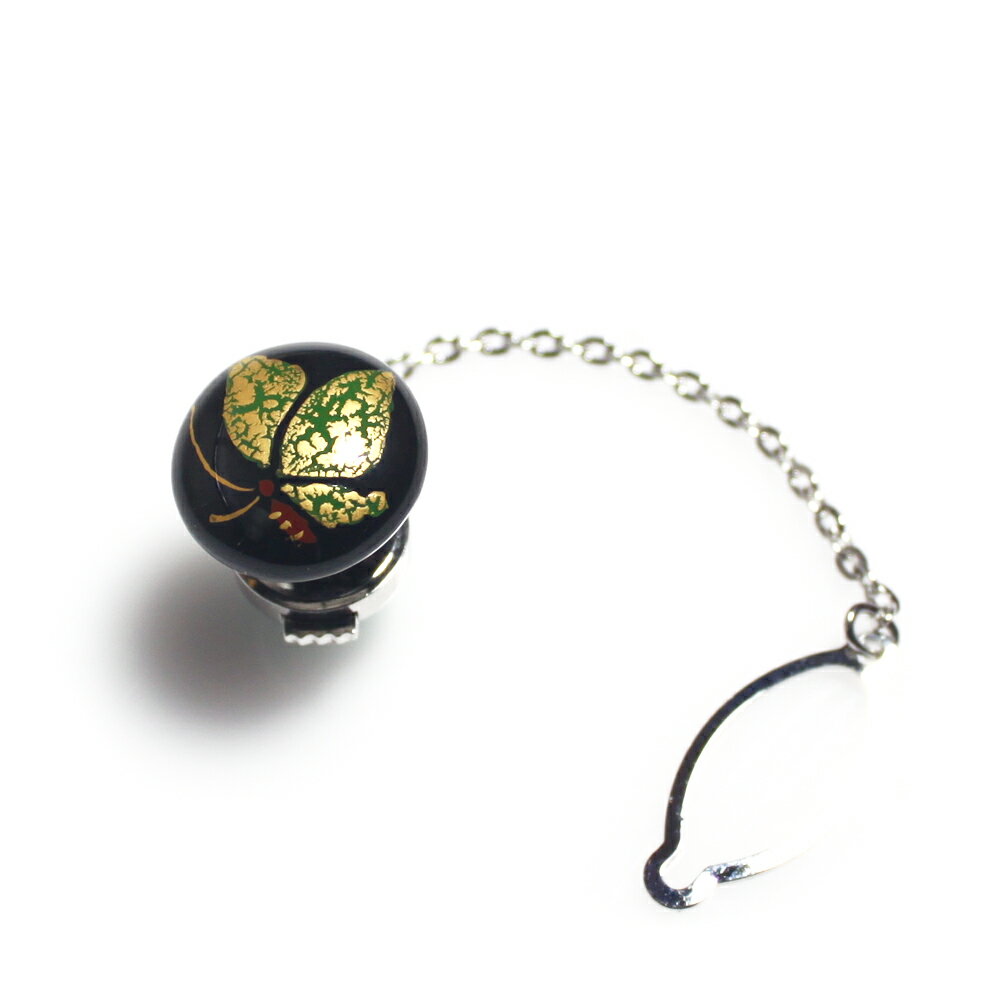 メンズ伊万里焼タイタック。黒釉に金の蝶焼付け。【工房限定オリジナル商品】他にはありません。外国人お土産やプレゼントに最高!【楽ギフ_包装選択】【楽ギフ_メッセ入...