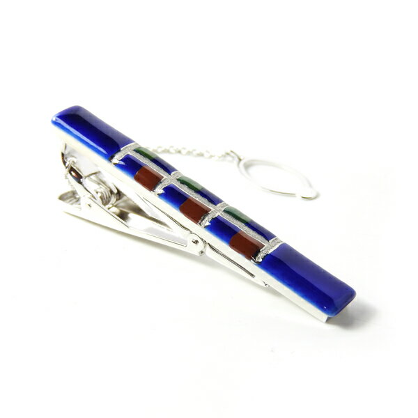 メンズ伊万里焼ネクタイピン市松紋様。手描き一品作品。【工房限定オリジナル商品】他にはありません。外国人お土産やプレゼントに最高!【楽ギフ_包装選択】【楽ギフ_メ...