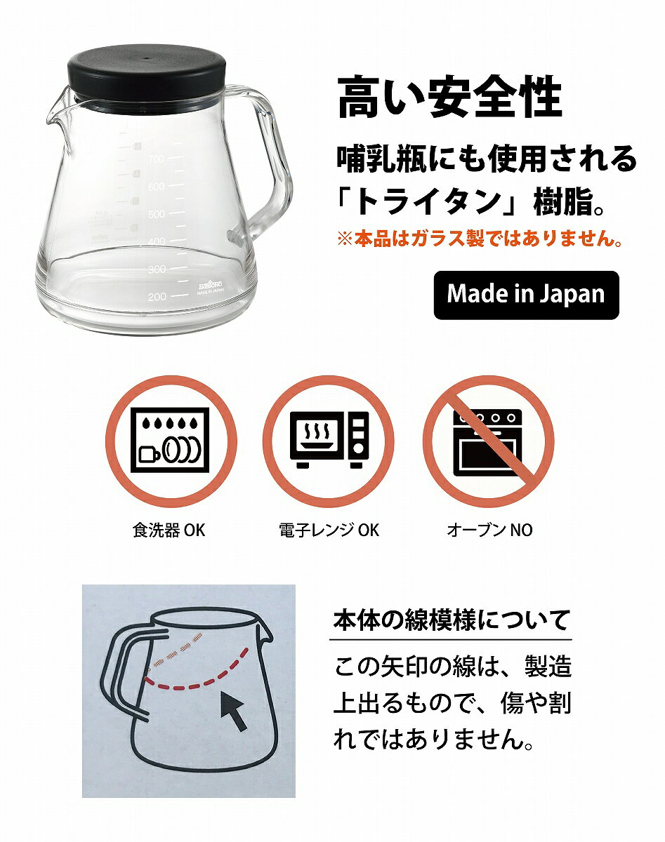 【 割れない 】「 コーヒーサーバー ストロン 750ml 」 保温 トライタン 樹脂 安全 安定 割れにくい お手入れ楽 注ぎやすい 軽い プラスチック たれない 持ちやすい キレがいい おしゃれ 機能的 日本製 母の日 プレゼント 実用的 キャンプ テレワーク 在宅 imaritogei-10000272 セラミックフィルター専門店AIHA サンプル画像2