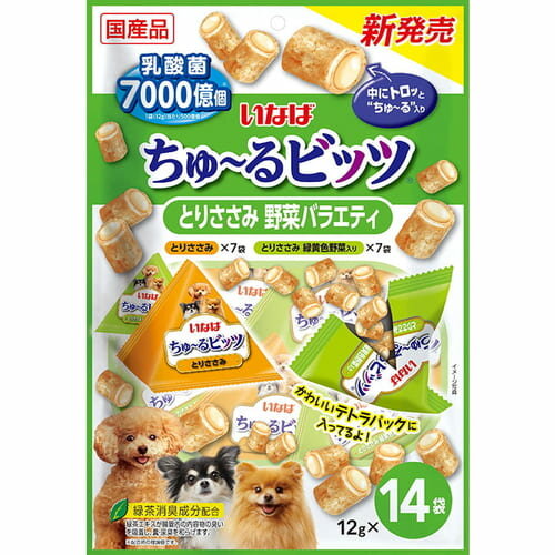 乐天商城 - いなば ちゅ?るビッツ とりささみ 野菜バラエティ 12g×14袋入いなば INABA 犬 イヌ おやつ ちゅ?る ちゅーる チュール チュ?ル ビッツ びっつ 乳酸菌