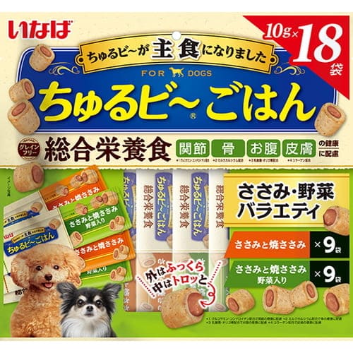 樂天商城 - いなば ちゅるビ?ごはん ささみ・野菜バラエティ 10g×18袋いなば INABA 犬 ちゅ?るビ? フード 総合栄養食 ご飯