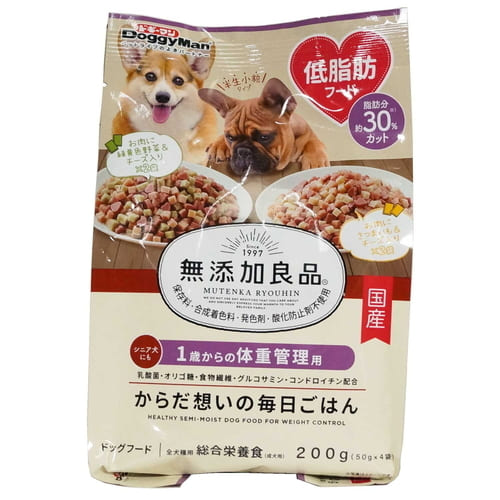 Rakuten - 無添加良品 からだ想いの毎日ごはん 体重管理用 200gドギーマン 犬 総合栄養食 ごはん 小粒 半生 セミモイスト