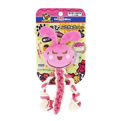 乐天商城 - 激遊びハミガキコットン うさっち S 1個ドギーマン 犬 おもちゃ デンタル玩具 ぬいぐるみ ロープ