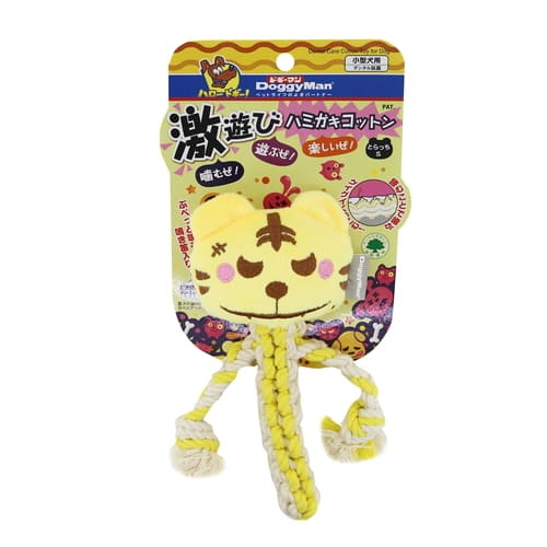 激遊びハミガキコットン とらっち SS 1個ドギーマン 犬 おもちゃ デンタル玩具 ぬいぐるみ ロープ