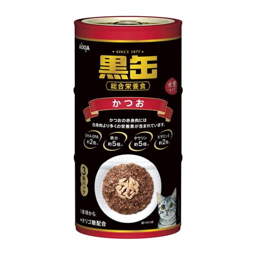 Mature Cat - 黒缶3P かつお 480gアイシア 猫 猫缶 総合栄養食 キャットフード ウェットフード フード