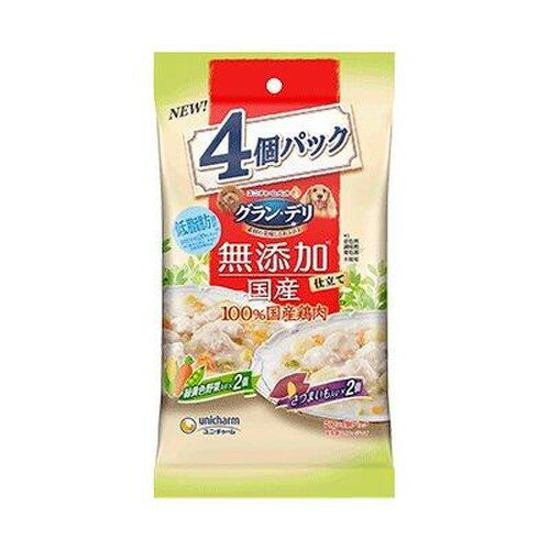 Rakuten - グラン・デリ 無添加仕立て 国産パウチ 成犬用 緑黄色野菜入り×さつまいも入り 70g×4個ウェットフード ペットフード