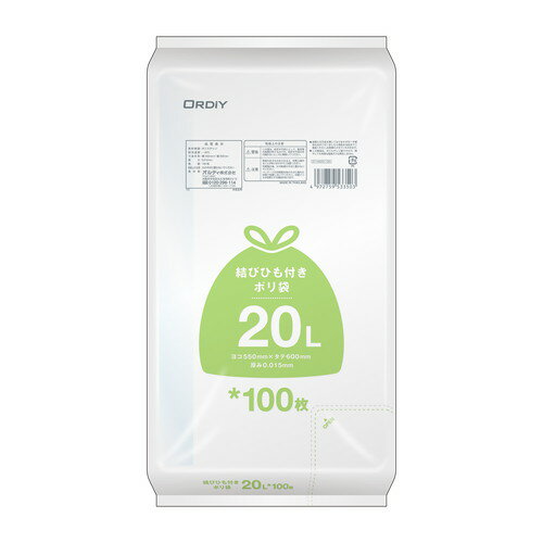 樂天商城 - 結びひも付ポリ袋 20L 0.015mm 半透明 100P DT-HN20-100オルディ株式会社