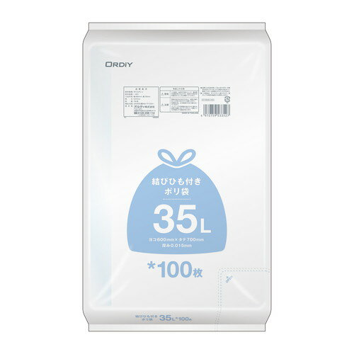 乐天商城 - 結びひも付ポリ袋 35L 0.015mm 半透明 101P DT-HN35-100オルディ株式会社