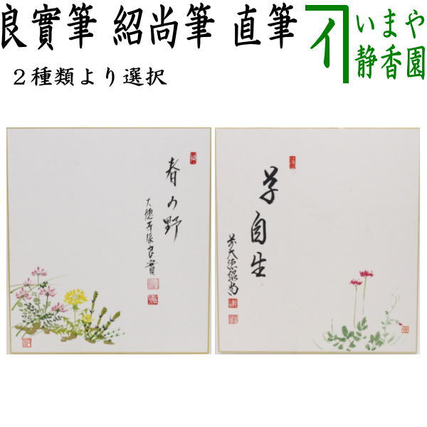 【茶器/茶道具　色紙画賛】　直筆　春の野　小堀良實筆　春の野の画又は草自生　橋本紹尚筆（柳生紹尚筆）　蓮華の画　2種類より選択