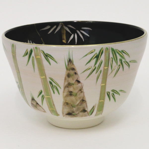 【茶器/茶道具　抹茶茶碗】　雲母銀　筍（竹の子）　中村与平作