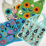 【大人気！】メキシコお花刺繍手織りのハンモックバッグ・ハンモックトートバッグ(メキシコ直輸入･伝統民芸品)「メキシコバッグ・エスニックバッグ」