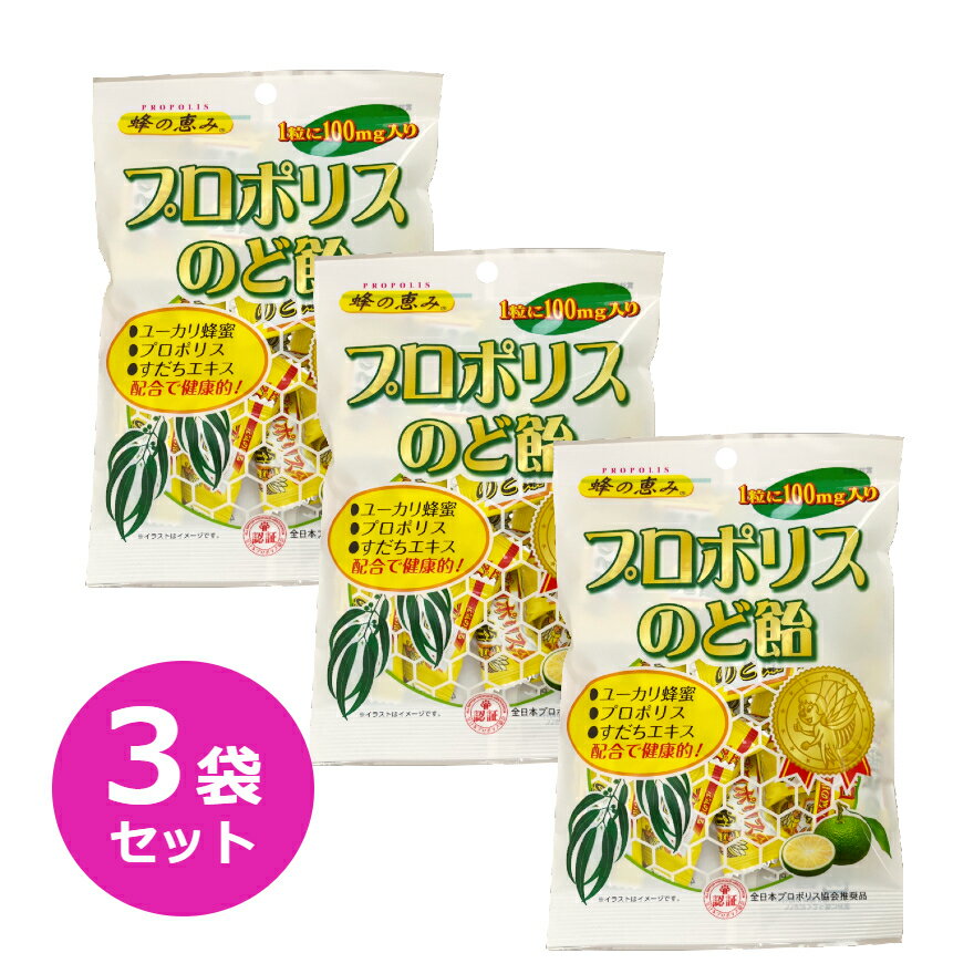 プロポリスのど飴 80g 3袋セット 送料無料 サンフローラ キャンディ キャンディー 飴 のど飴 プロポリス キャンデー はちみつ すだち ..