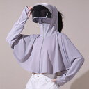 ラッシュガード レディース 長袖 薄手 日焼け止め スポーツ ジム ヨガ マスク つば バイザー アームカバー 帽子 冷感 接触冷感 UVパーカー 送料無料(4)