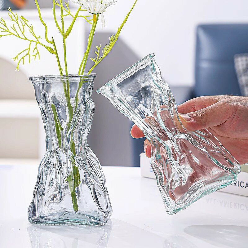 花瓶 花びんフラワーベース ランダムシェイプ ガラス オーロラ おしゃれ かわいい クリア 一輪挿し 花束 ドライフラワー インテリア シンプル 北欧 花器 新築祝い リビング ダイニング 玄関 寝室 窓辺 トイレ オフィス カフェ