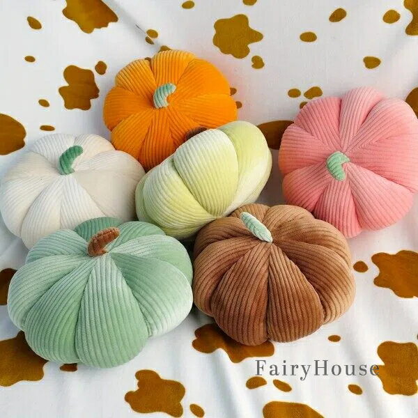 【無料送料】18cm パンプキン 3D ぬいぐるみ 猫 ふわふわ グリーン茎付き ハロウィン クリスマス 感謝祭 パーティー ギフト デコレーション