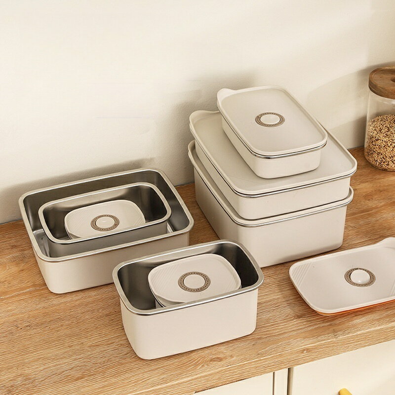 電子レンジ加熱食品保存ボックス、304ステンレススチール密封ランチボックス、大容量冷蔵庫専用鮮度保..