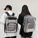 透明リュックサック PVC 耐久性 防水 男女兼用 クリアバック トラベルバックパック 通学 通勤 外出 アウトドア 多機能 女の子 男の子 透明 クリア(4)