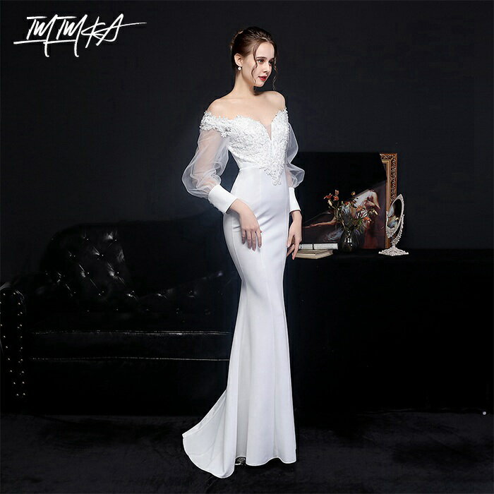 パーティードレス マーメイドドレス イブニングドレス スパンコール 長袖 Vネック レディース ワンピース ドレス キャバドレス ロングドレス ロング丈 キャバ嬢 タイト 着痩せ セクシー 忘年会 結婚式 演奏会 二次会 お呼ばれ