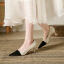 22-25cmバイカラーパンプス 6cmヒール デート 結婚式 パーティー 入学式 フォーマル ワンピース ドレス にも ローヒール 歩きやすい 美脚 痛くない 疲れない 大きいサイズ マタニティ ポインテッドトゥ ミドルヒール ビジネス きちんと感 レディース