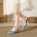 22-24.5cmパンプス 高級感 ポインテッドトゥ デニム レディース シューズ 靴 ハイヒール 6.5cmヒール 美脚 サンダル 通勤 オフィス フォーマル パーティー ドレス 大人 婦人靴 歩きやすい 痛くない 疲れない 結婚式 パーティー 卒業式 セレモニー