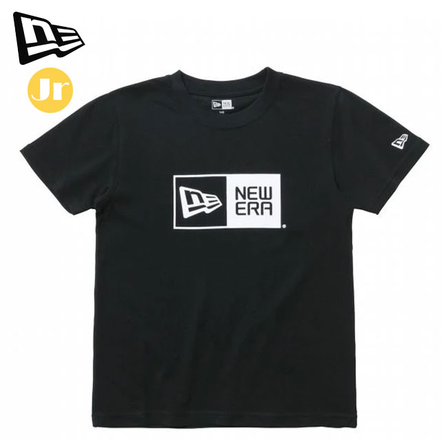 ネコポス NEW ERA ニューエラ Youth コットン Tシャツ ボックスロゴ ブラック × ホワイト 半袖 キッズ 子供用 男の子 女の子 11900252