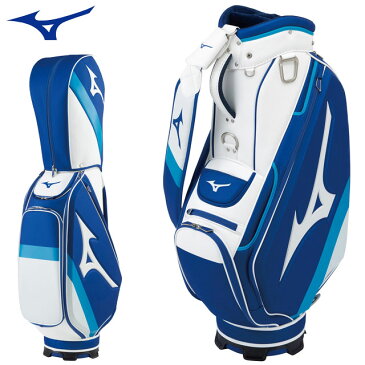 ミズノ ゴルフ バッグ Tour Staff Mid キャディバッグ MIZUNO 5LJC202200 グローバル契約プロ使用モデル 9.5型 47インチ対応 ホワイト×ブルー