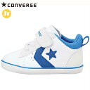 コンバース スニーカー ベビーシューズ ミニ P-L N ホワイト/ブルー CONVERSE 32711536 キッズ ベルトタイプ 脱ぎ履きしやすい しなやかなラバー カジュアルシューズ