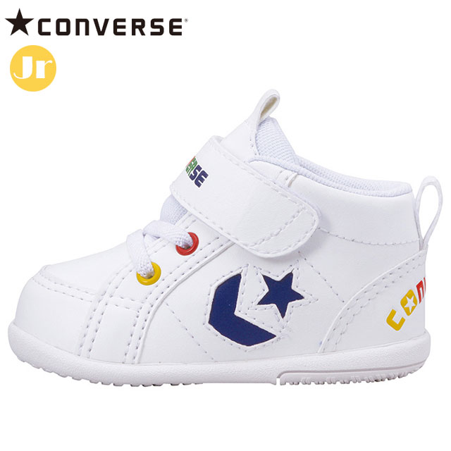 コンバース スニーカー ベビーシューズ ミニ インチスター ホワイト/ネイビー CONVERSE 37300841 キッズ ベルトタイプ インファント向けミッドカットモデル 軽量 カジュアルシューズ